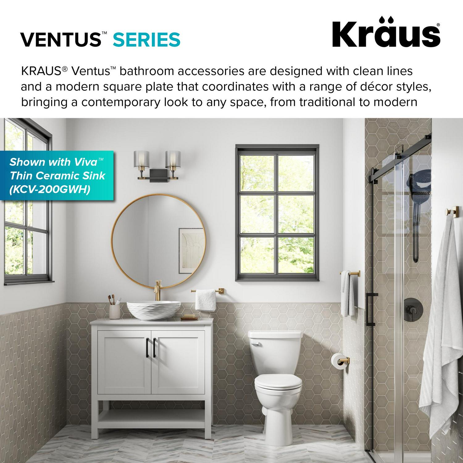 KRAUS Ventus 24-inch Bathroom Towel Bar in Brushed Gold