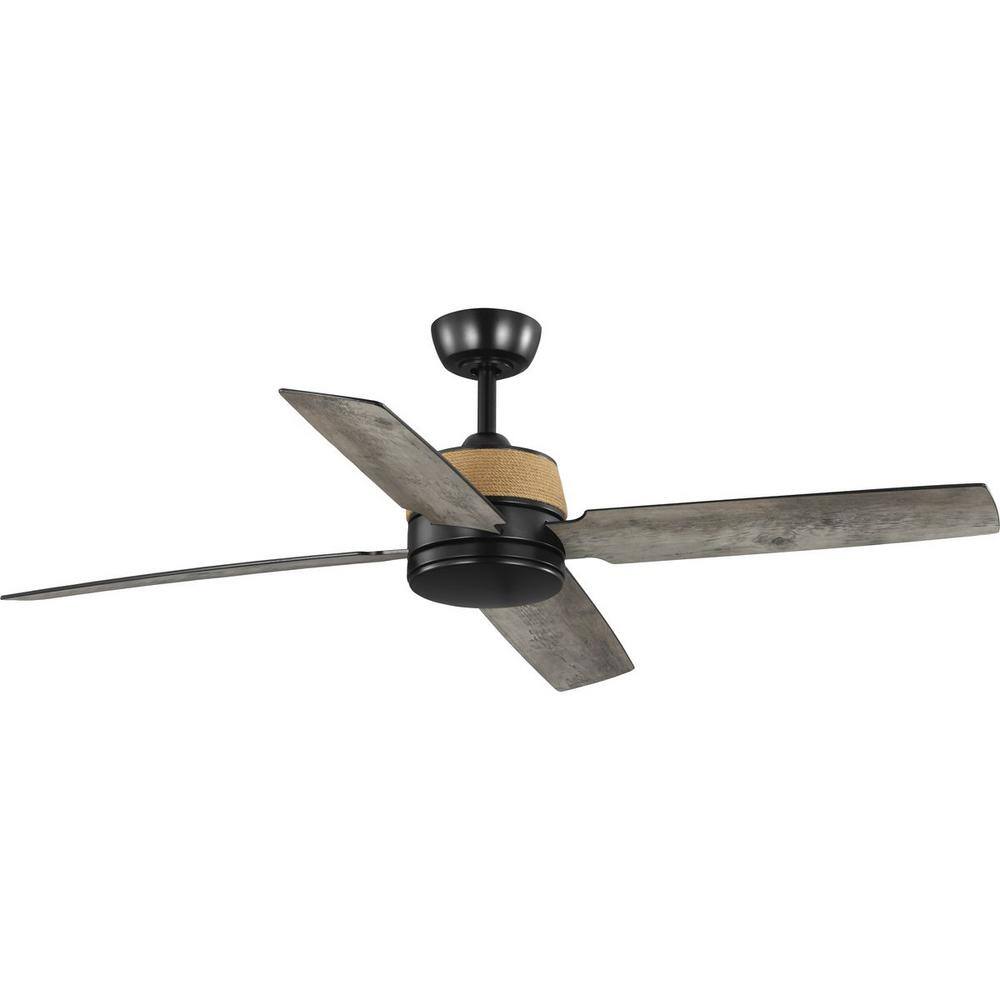 Progress Lighting Schaffer II Collection 56 in. 4-Blade Indoor Integrated LED Matte Black Modern Ceiling Fan with Light P250097-31M-30