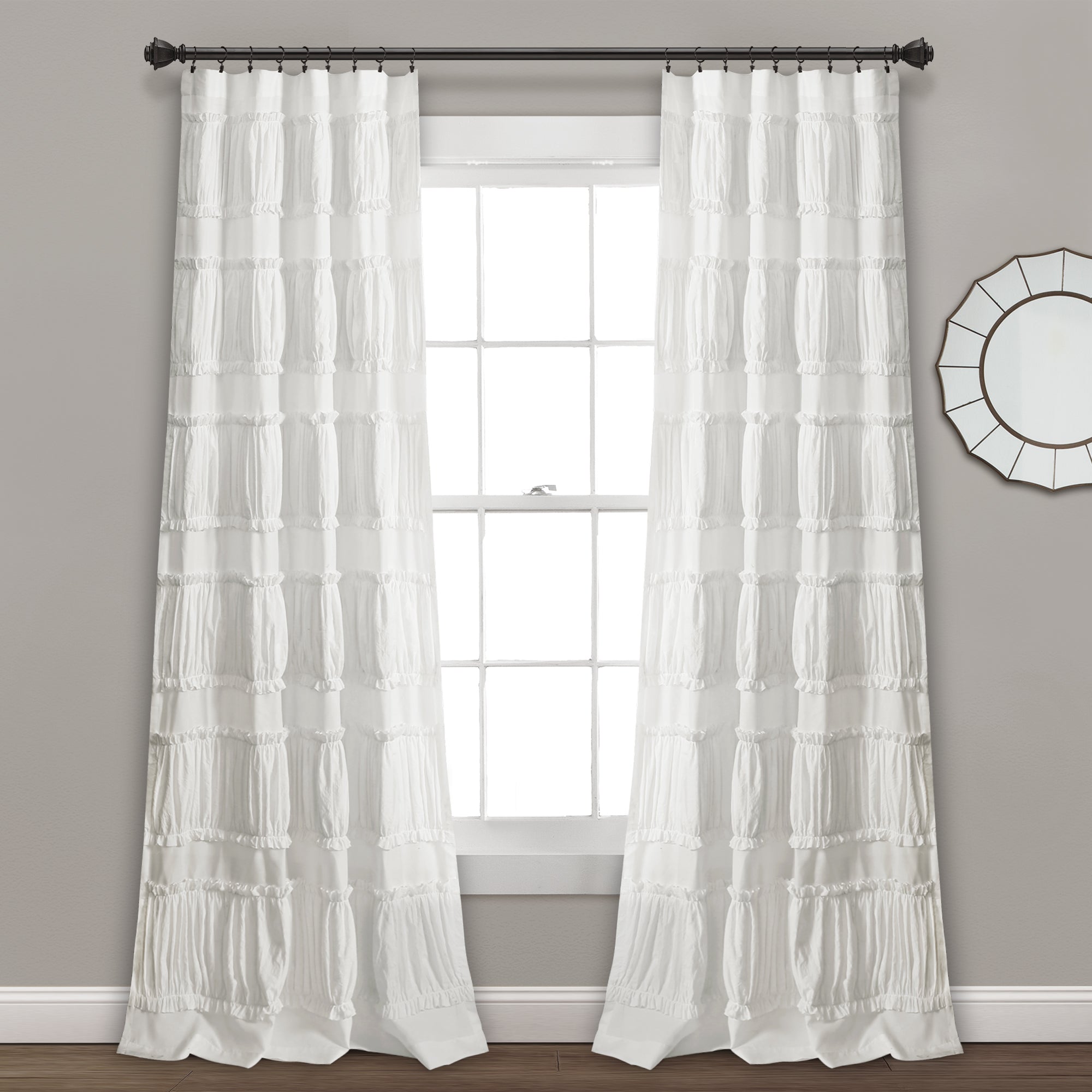 Nova Ruffle Window Curtain Panel Set