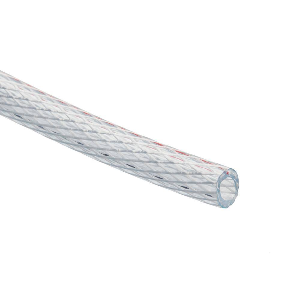 HYDROMAXX 38 in. I.D. x 12 in. O.D. x 100 ft. Braided Clear Non Toxic High Pressure Reinforced PVC Vinyl Tubing 1531038100