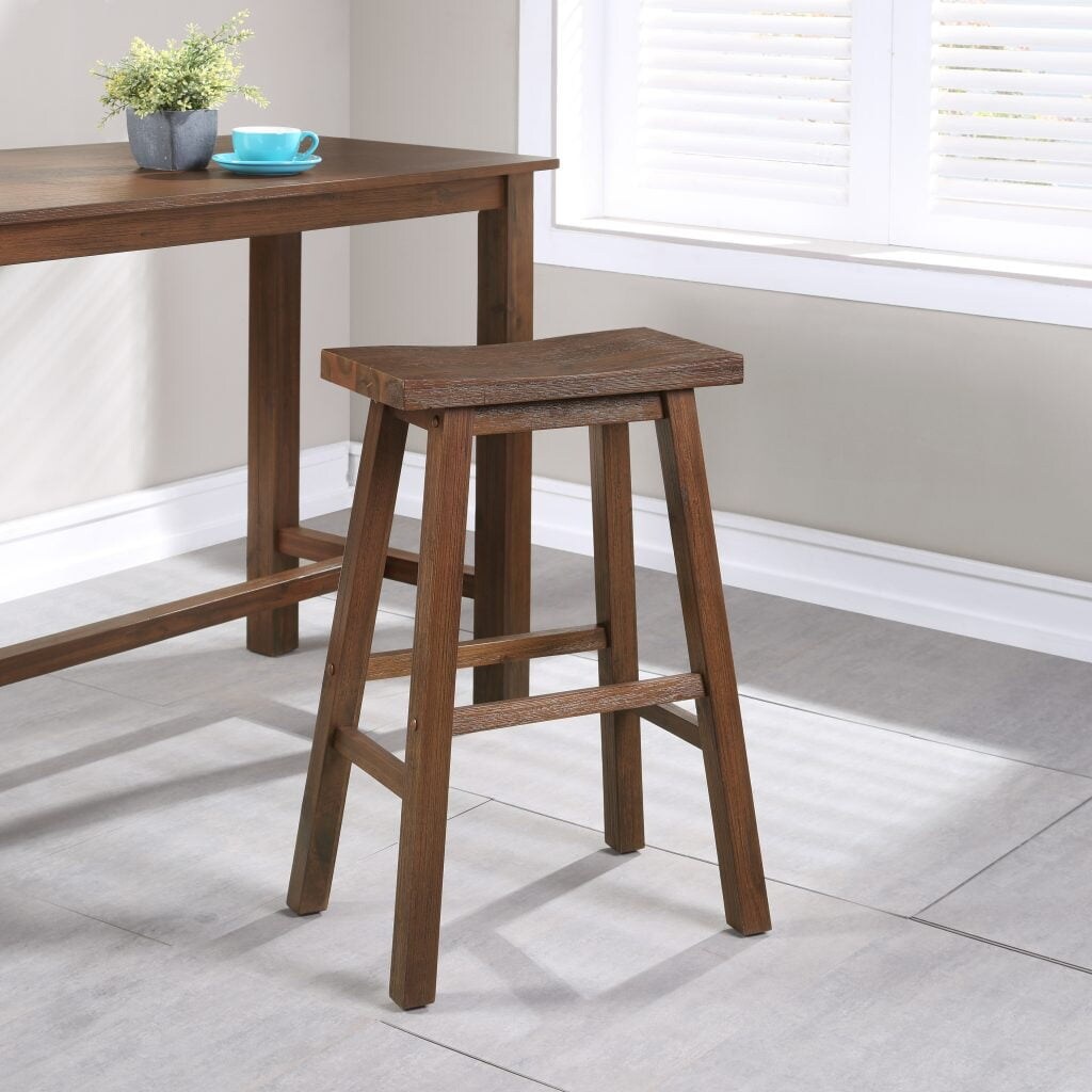 29 in. Backless Wood Sonoma Bar Stool - Chestnut Wire-Brush Finish