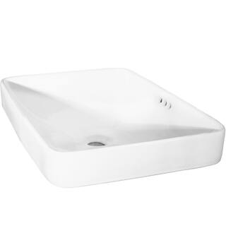 Novatto Rectangular 23 in. Drop-In Porcelain Bathroom Sink in White with Overflow Drain in Matte Black NP-DI2185511MB