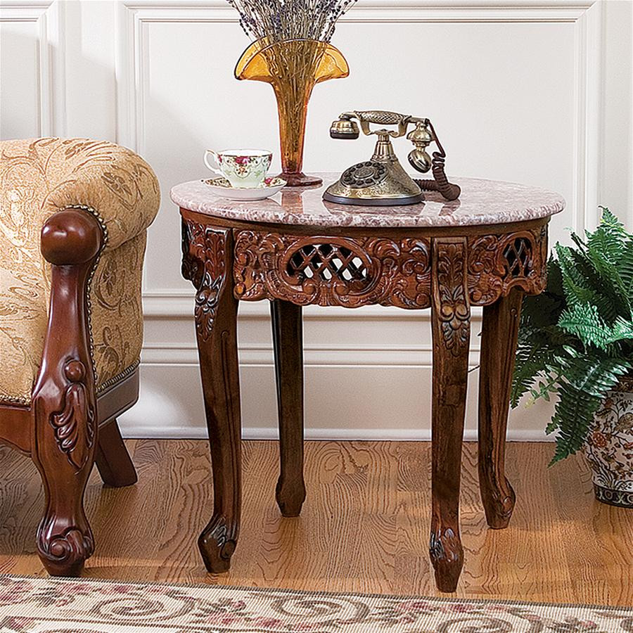 Design Toscano Chantret Marble Topped Side Table   Victorian   Side Tables And End Tables   by Kolibri Decor  Houzz