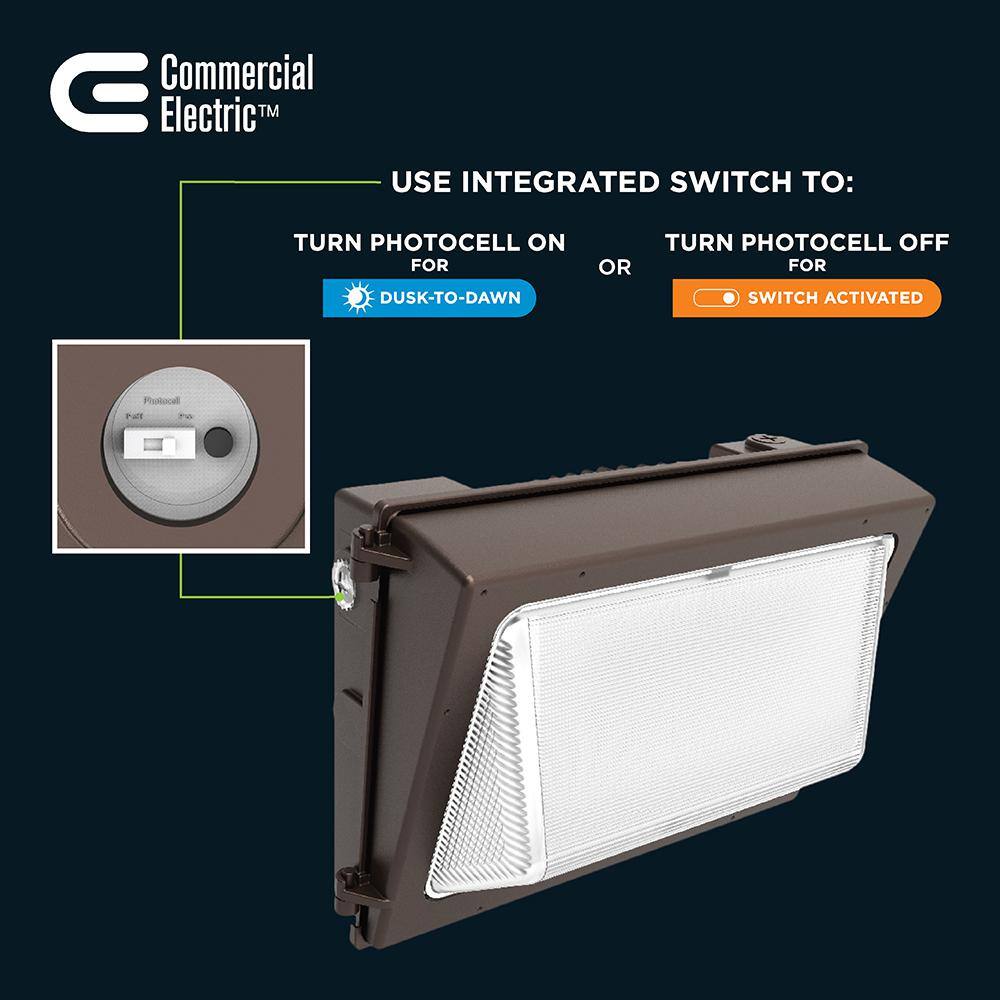 Commercial Electric 400-Watt Equivalent Integrated LED Bronze Dusk to Dawn Wall Pack Light 3000K-5000K WP120CE1