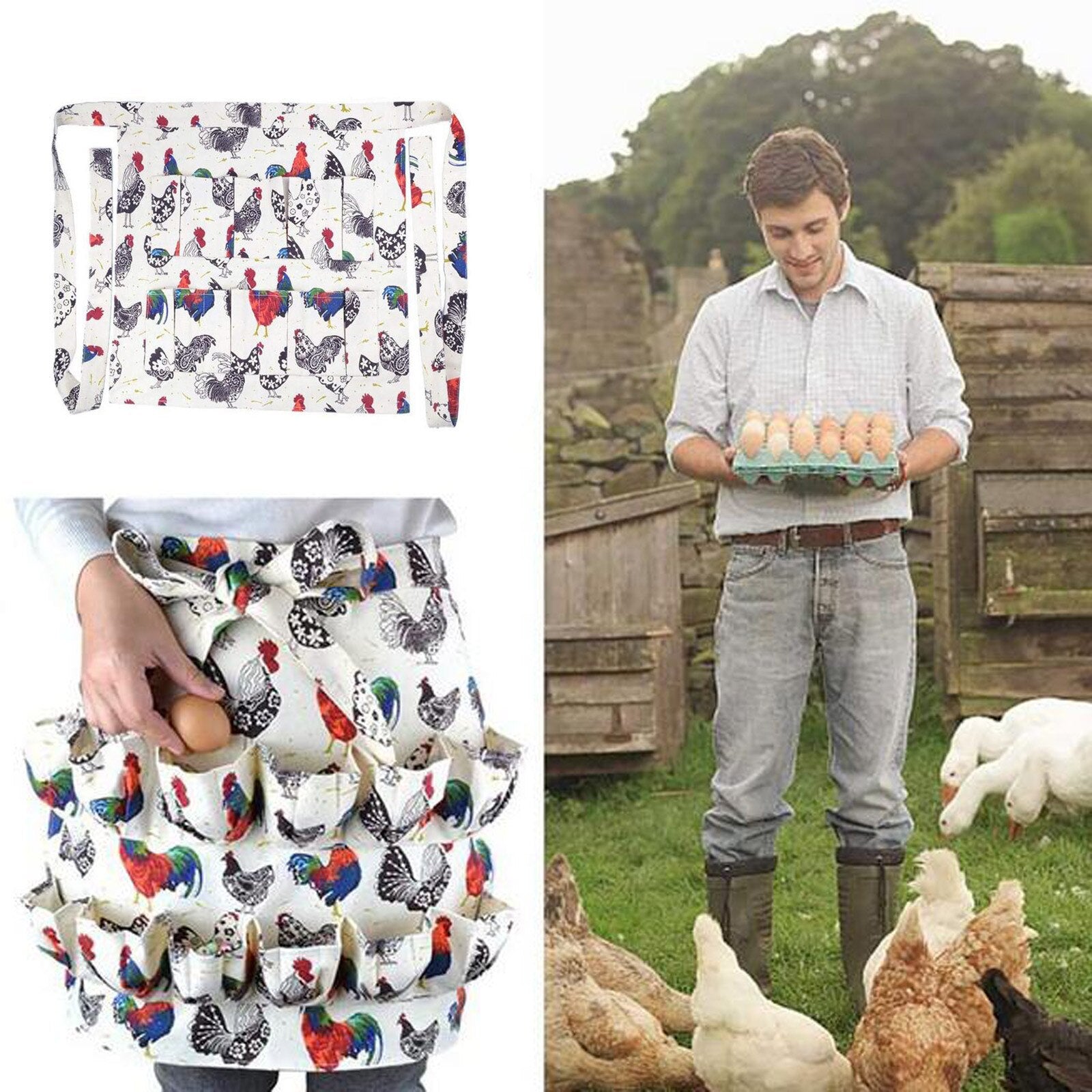 Eggs Collecting Gathering Holding Apron for Chicken Hense Duck Goose Eggs Housewife Farmhouse Kitchen Home Workwear