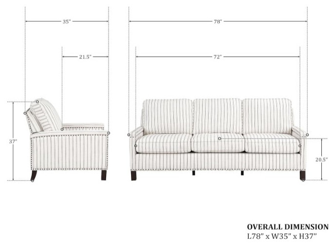 Traditional Sofa  Comfortable Beige Seat With Gray Striped Pattern   Traditional   Sofas   by Decor Love  Houzz