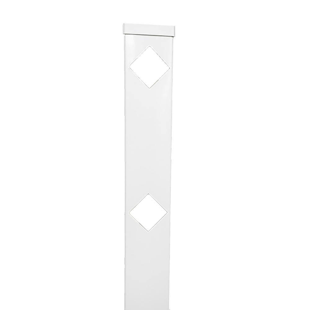 Weatherables Diamond 5 in. x 5 in. x 6 ft. White Vinyl Fence Line Post LWPT-2RAILLINE-5x72