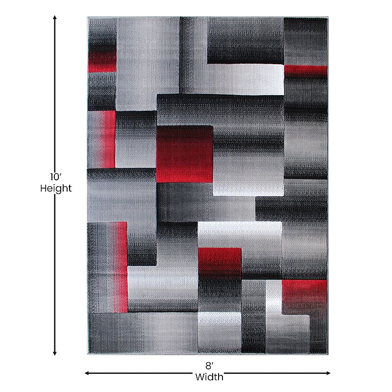 Masada Rugs Masada Rugs Trendz Collection 8'x10' Modern Contemporary Area Rug in Red， Gray and Black-Design Trz861