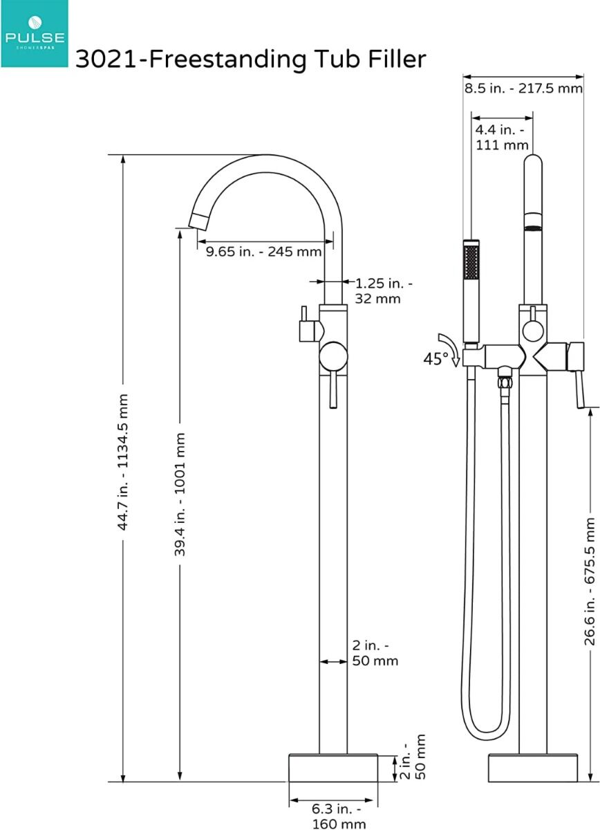 Pulse ShowerSpa High Flow Freestanding Tub Filler