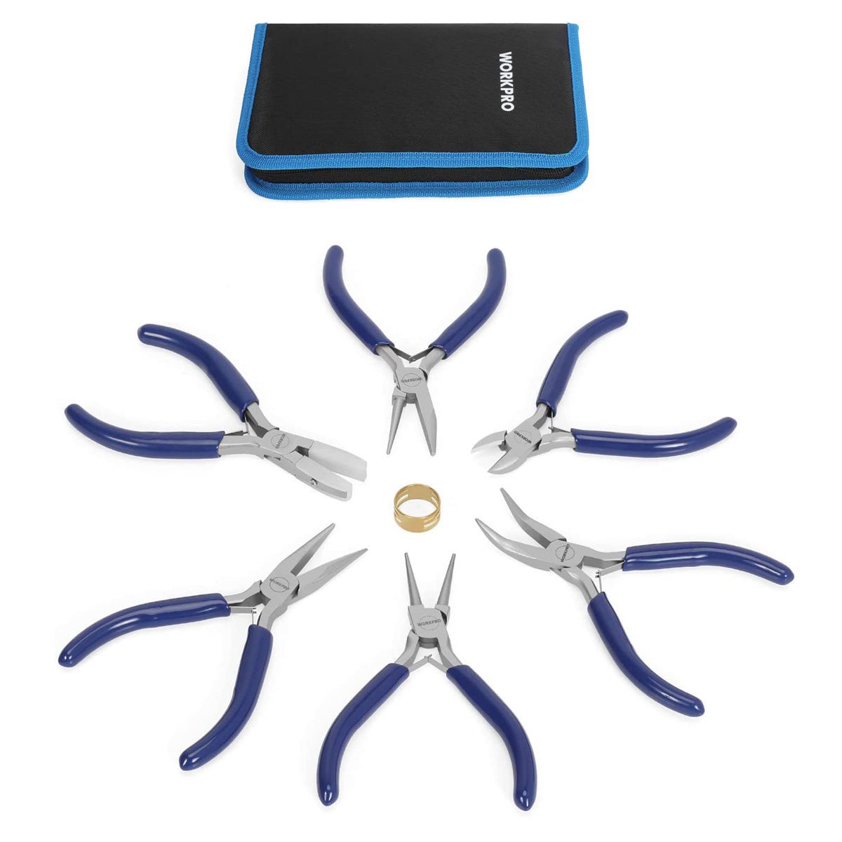 WORKPRO 7 Pcs Jewelry Pliers Set for Jewelry Making Tools with Easy Ca