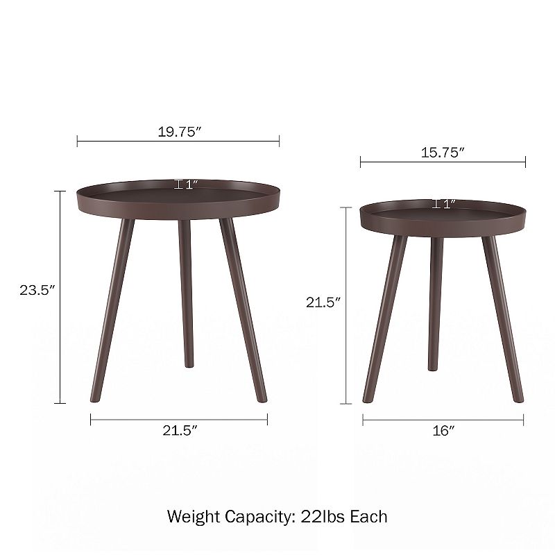 Lavish Home Round Nesting Mid-Century Modern Accent Table 2-piece Set