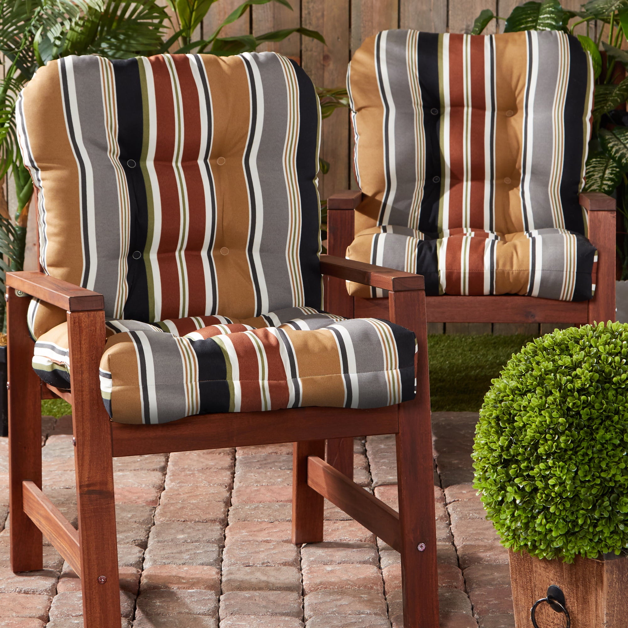 Brick Stripe 42 x 21 in. Outdoor Tufted Chair Cushion (set of 2) by Greendale Home Fashions