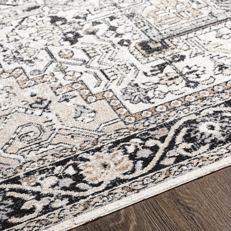 Gulnara Machine Washable Oriental Black/Taupe Area Rug