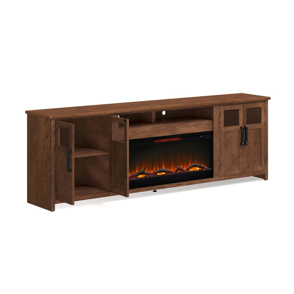 Bridgevine Home 97 in. No Assembly Required Solid Wood TV Stand hold TVs up to 100 in   95 Inch