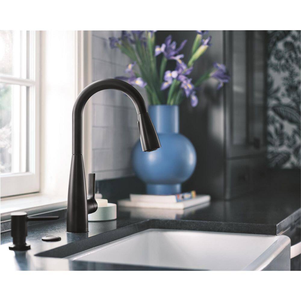 MOEN Haelyn Single-Handle Pull-Down Sprayer Kitchen Faucet with Reflex and Power Clean in Matte Black 87627BL