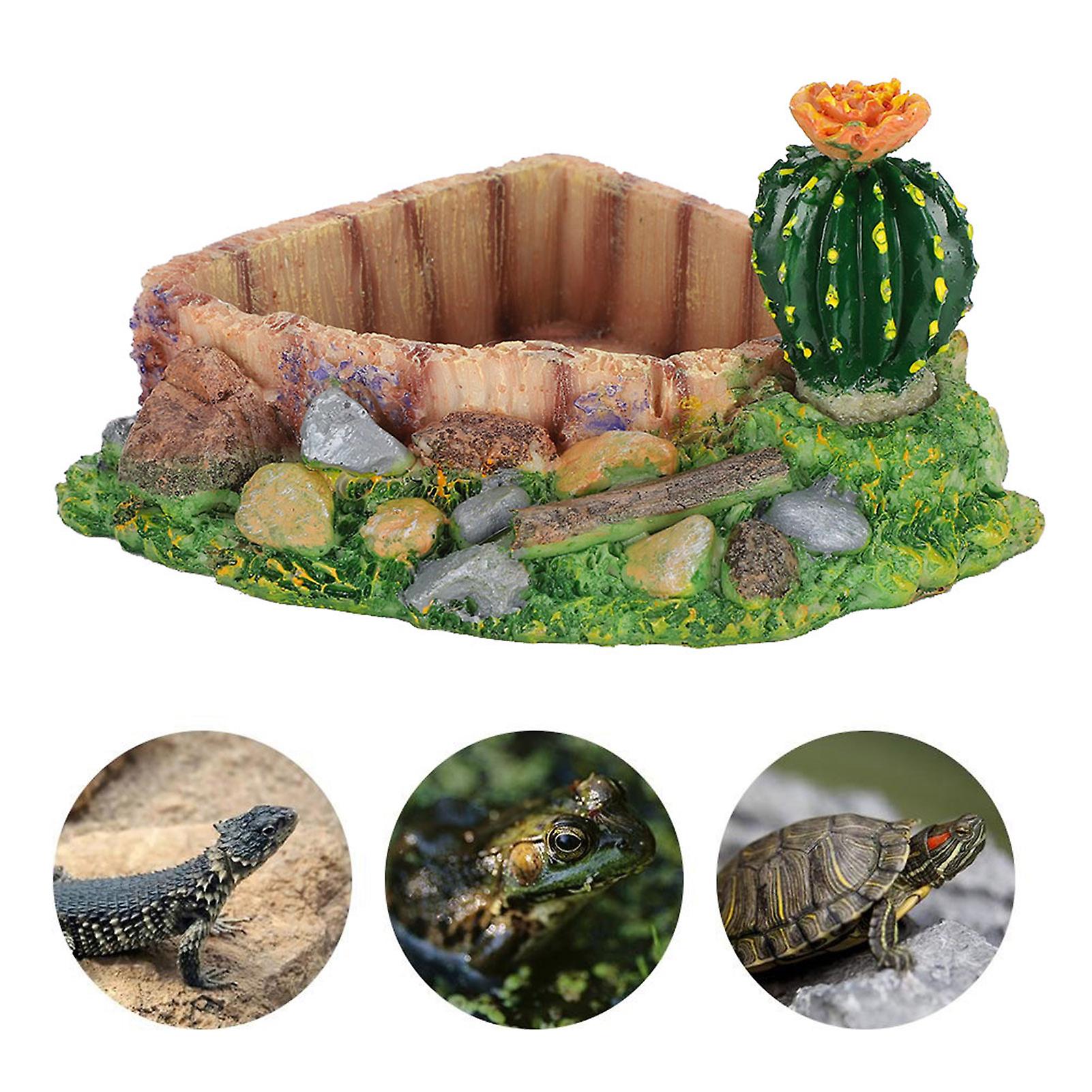 Reptile Water Feeder Dish Crawler Lizard Tortoise Food Bowls Pet Feeding Tool25589