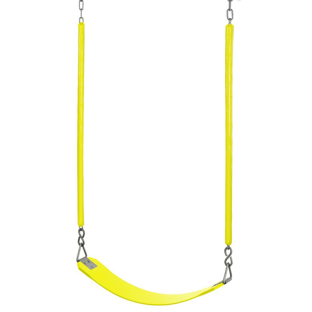 SWINGAN Machrus Swingan Belt Swing For All Ages with Soft Grip Chain Fully Assembled Yellow SW27CS-YL