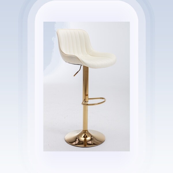 Modern Velvet Adjustable Bar Stools With Golden Base