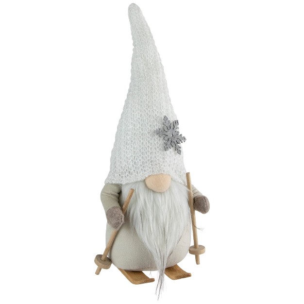 Winter Ski Gnome With Snowflake Hat Christmas Tabletop Decoration