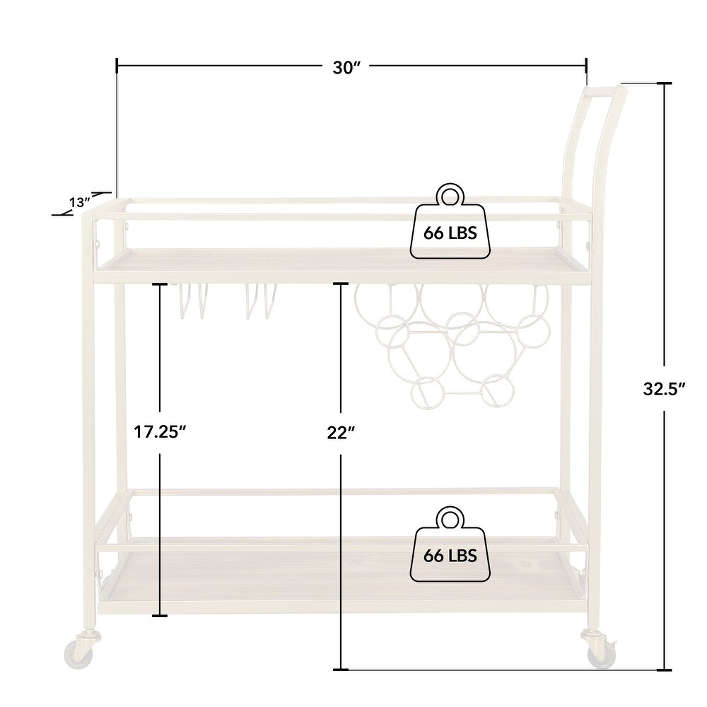 FirsTime   Co. Francesca Bar Cart  Metal Frame  Wood/Glass Top