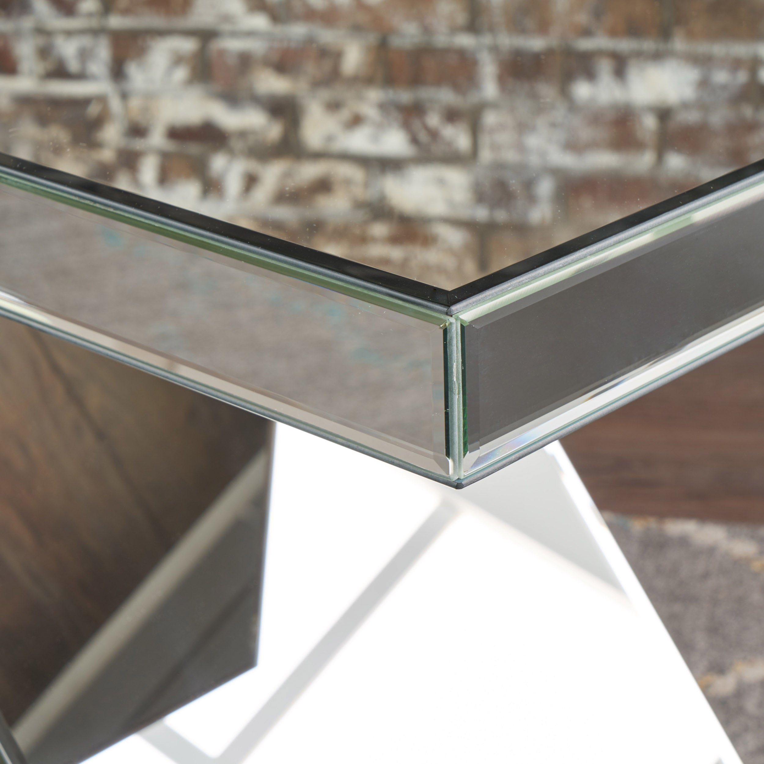 Adu Mirrored Z Shaped Side Table