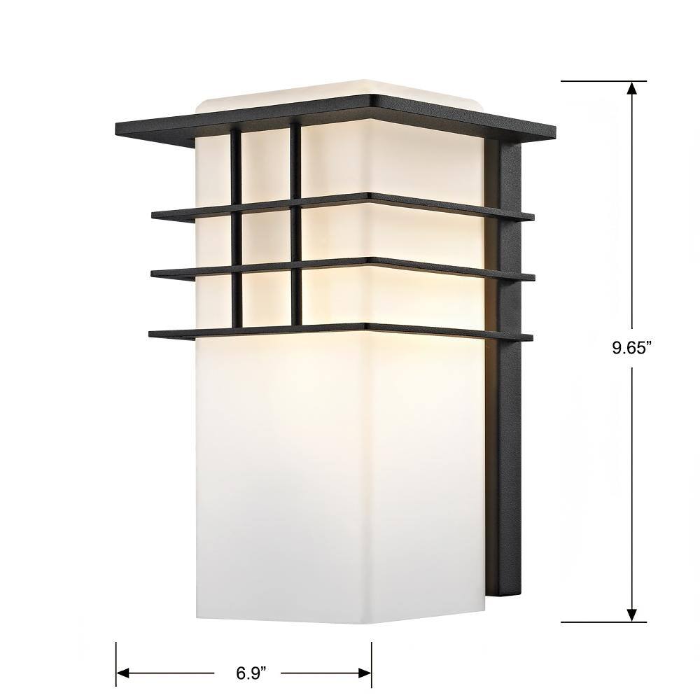 Home Decorators Collection 1-Light Forged Iron Outdoor Wall Lantern Sconce with Opal Glass HD-1202-I