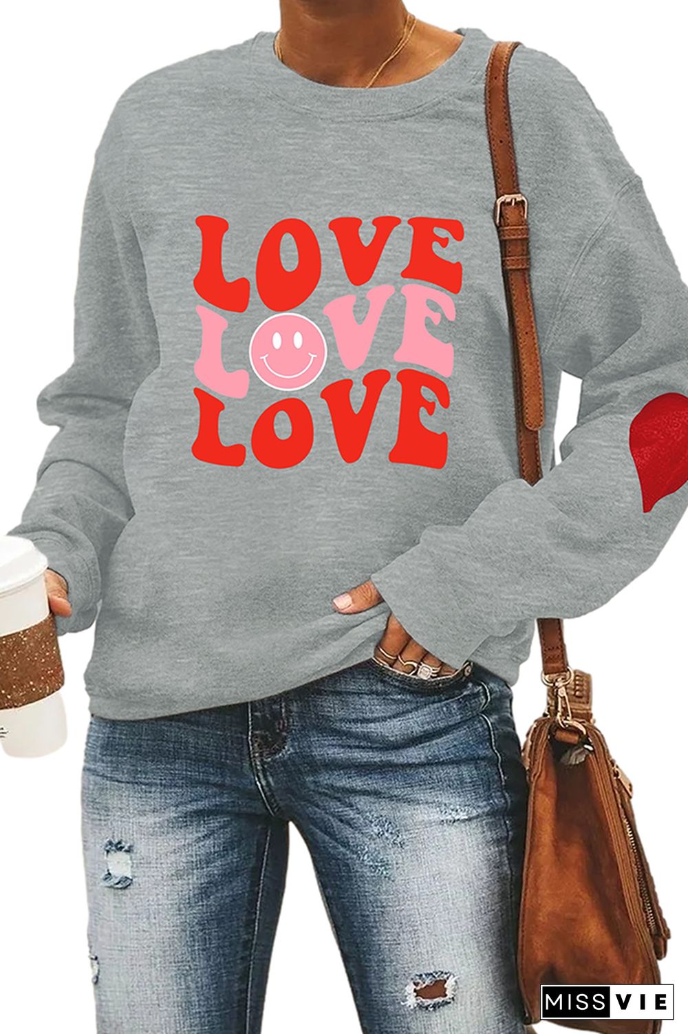 Valentines Day Heart Pullover Longsleeve Sweatshirt Wholesale