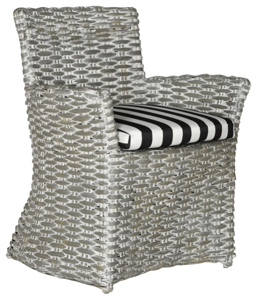 Todd Rattan Arm Chair Grey/ Black/ White   Tropical   Armchairs And Accent Chairs   by AED Luxury Home Decor  Houzz