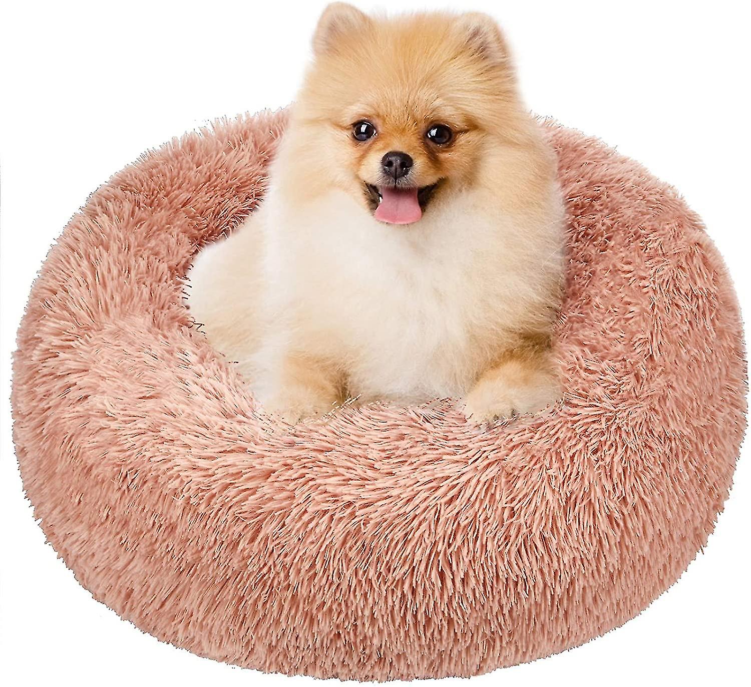 Round Dog Basket Cat Cushion Donut Basket， Dog Basket Dog Bed Extra Soft Cozy And Cute Dog Bed， Cushion， 70cm， Pink