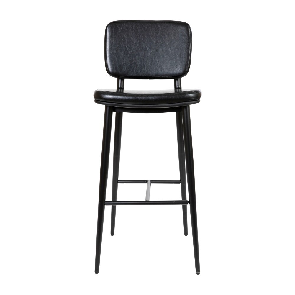 Set of 2 Upholstered Bar Stools with Metal Frames