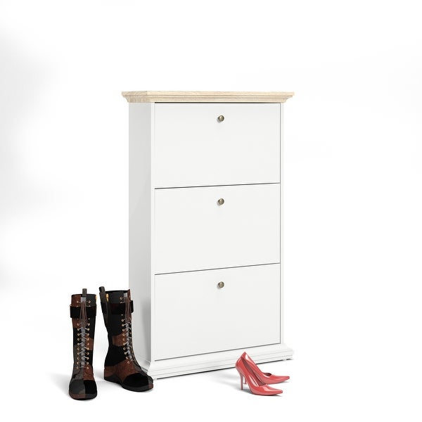 Porch and Den Virginia Contemporary 3-Drawer White Shoe Storage Cabinet - - 11860007