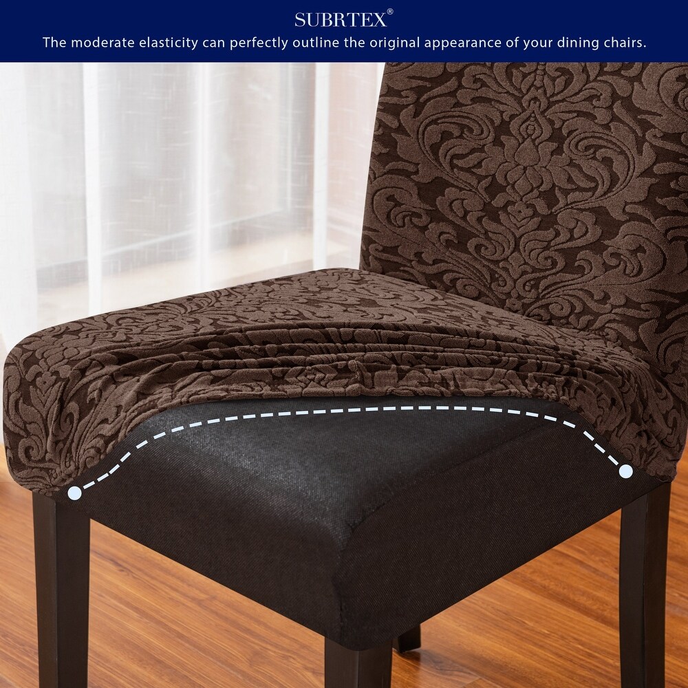 Subrtex Set of 2 Stretch Dining Chair Cover Jacquard Damask Slipcovers