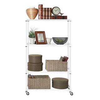 Seville Classics White 4-Tier Heavy Duty Steel Wire Garage Storage Shelving Unit (36 in. W x 56.5 in. H x 14 in. D) SHE15381B