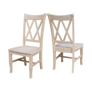 International Concepts Unfinished Wood Double X-Back Dining Chair (Set of 2) C-20P