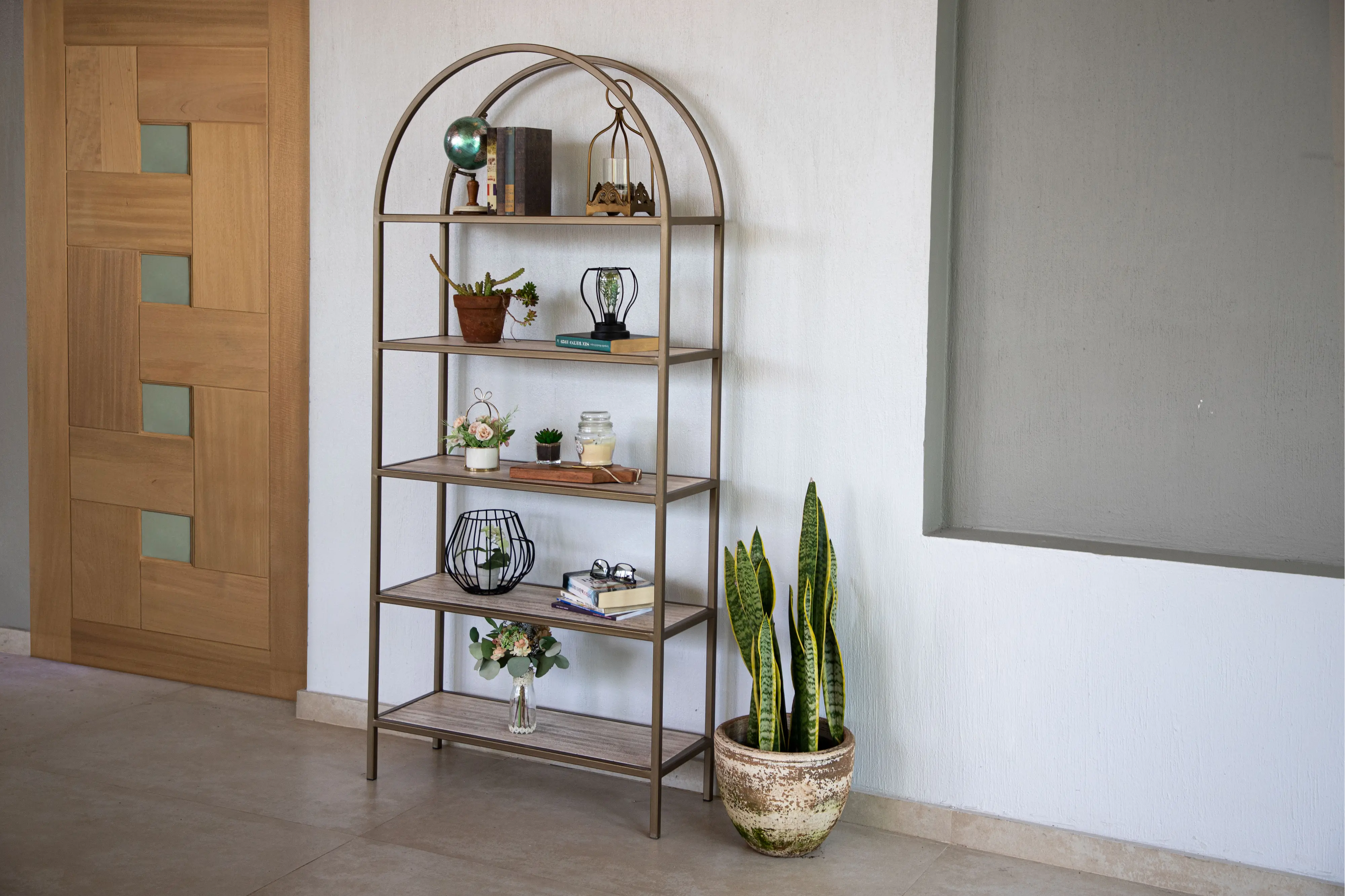 Blacksmith Arched Bronze Metal Bookcase