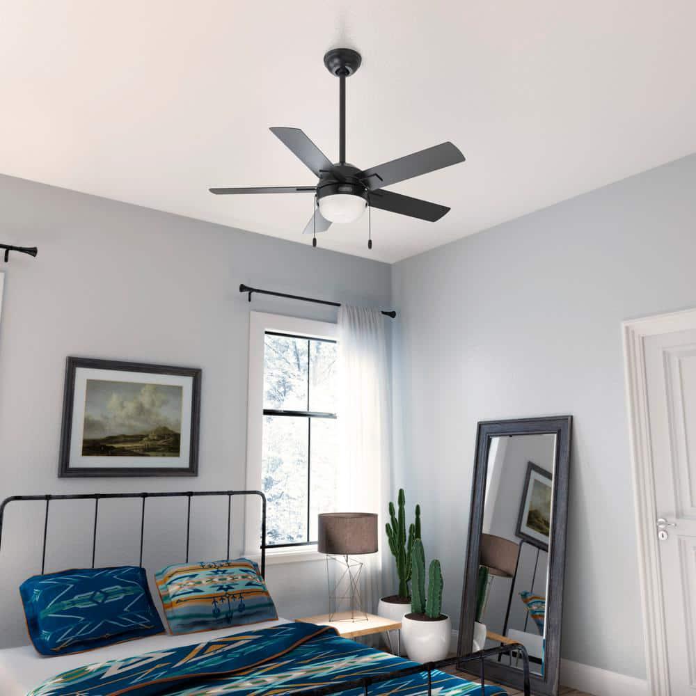 Hunter Zeal 44 in Matte Black Indoor Ceiling Fan with Light Kit