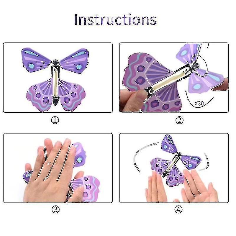 10 Pcs Magic Flying Butterfly Rubber Band Powered Butterfly Wind Up Toy