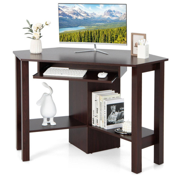 Costway 21074698 Wooden Study Computer Corner Desk...