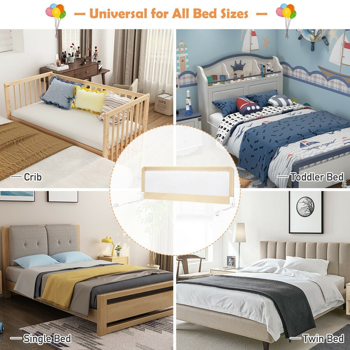 Bed Rails for Toddlers, 59'' Extra Long, Swing Down Bed Guard