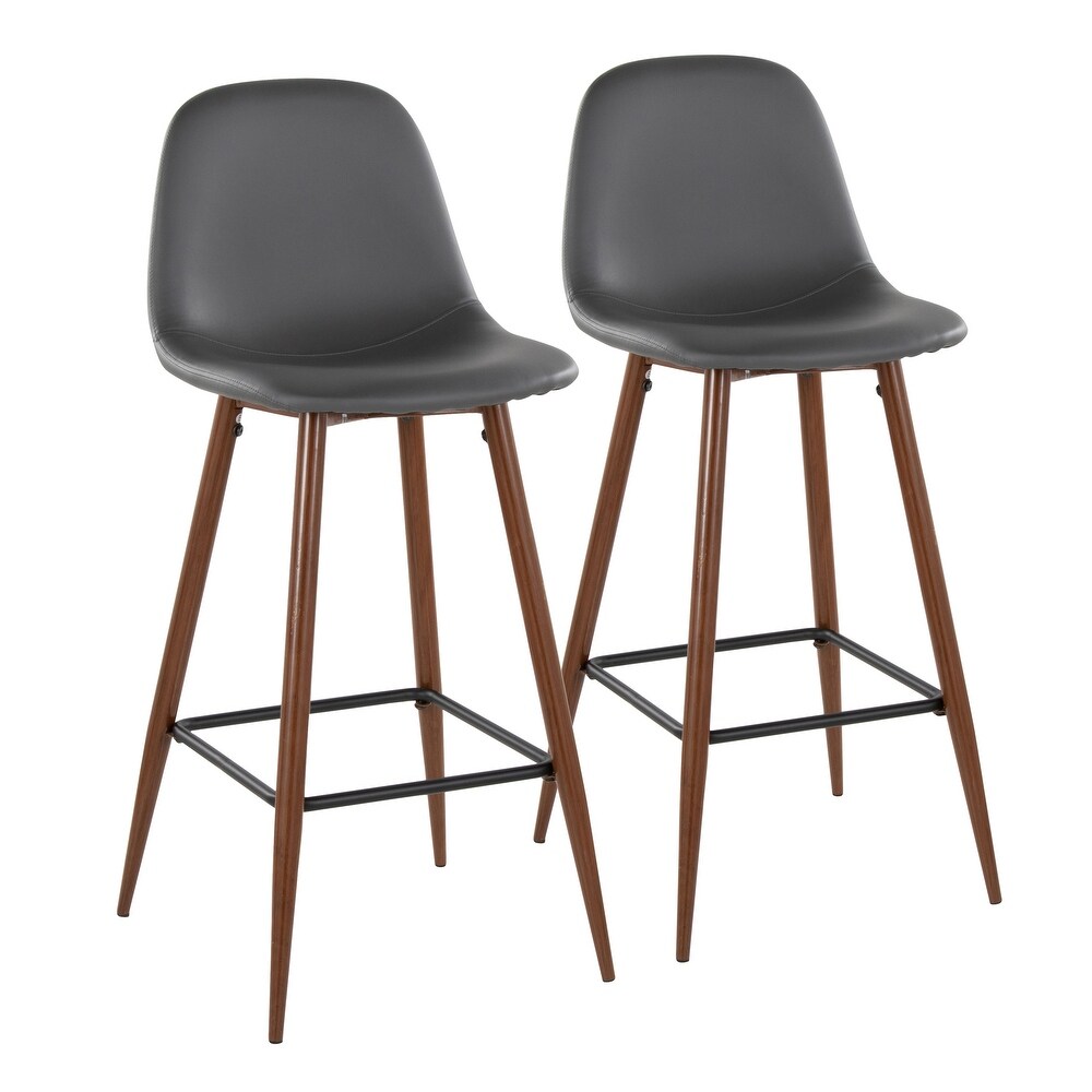 Lumisource Barstool in Walnut Metal and Light Grey Fabric  Set of 2   19\