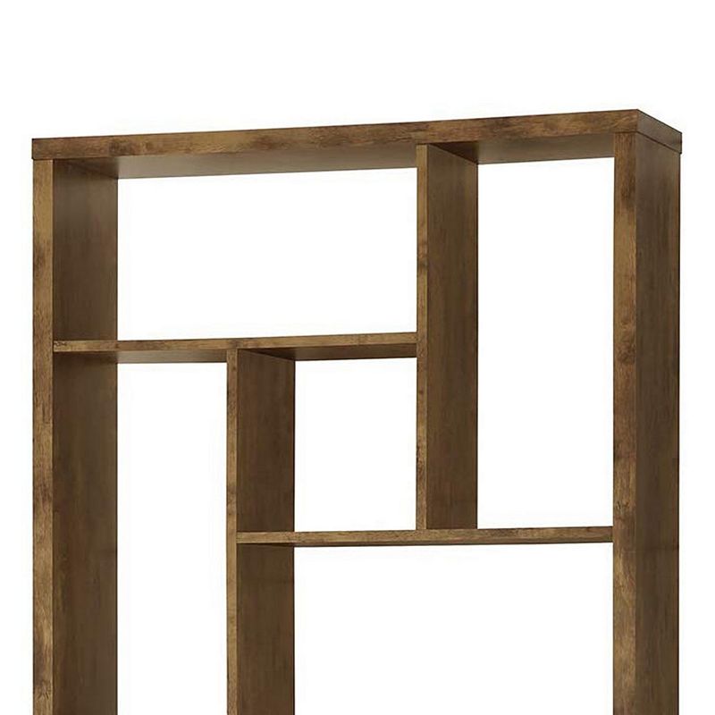 Metal and Wood Modern Style Bookcase with Multiple Shelves， Brown