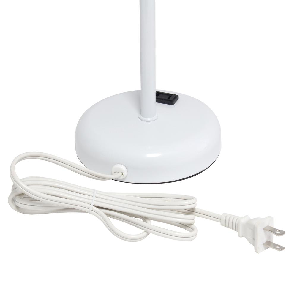 LimeLights White Stick Lamp with Charging Outlet and Fabric Shade