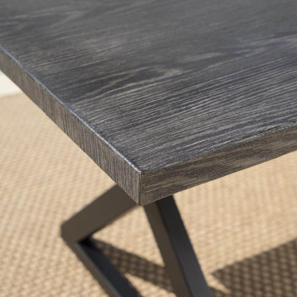 Noble House Rolando Grey Metal Outdoor Dining Table