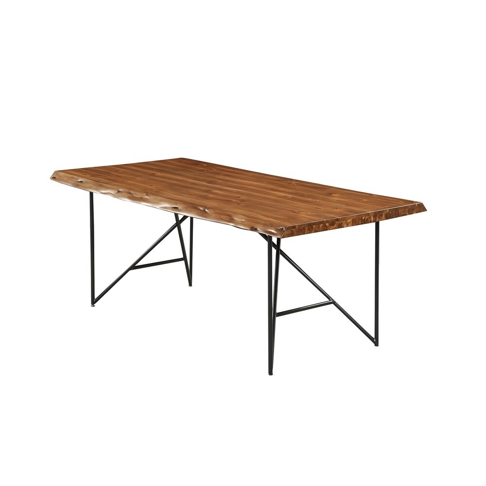 Alpine Furniture Live Edge Solid Wood Dining Table