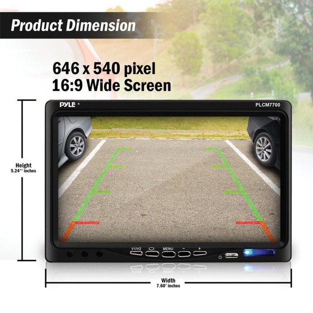 Pyle Car Backup System With 7 inch Monitor And Bracket mount Backup Camera With Distance Scale Line