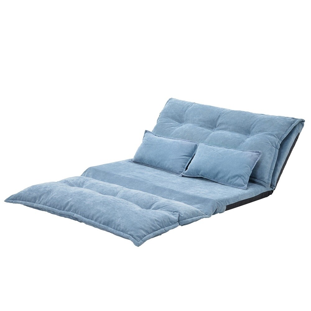 Sofa Bed Adjustable Folding Futon Sofa Leisure Sofa Bed with Two Pillows