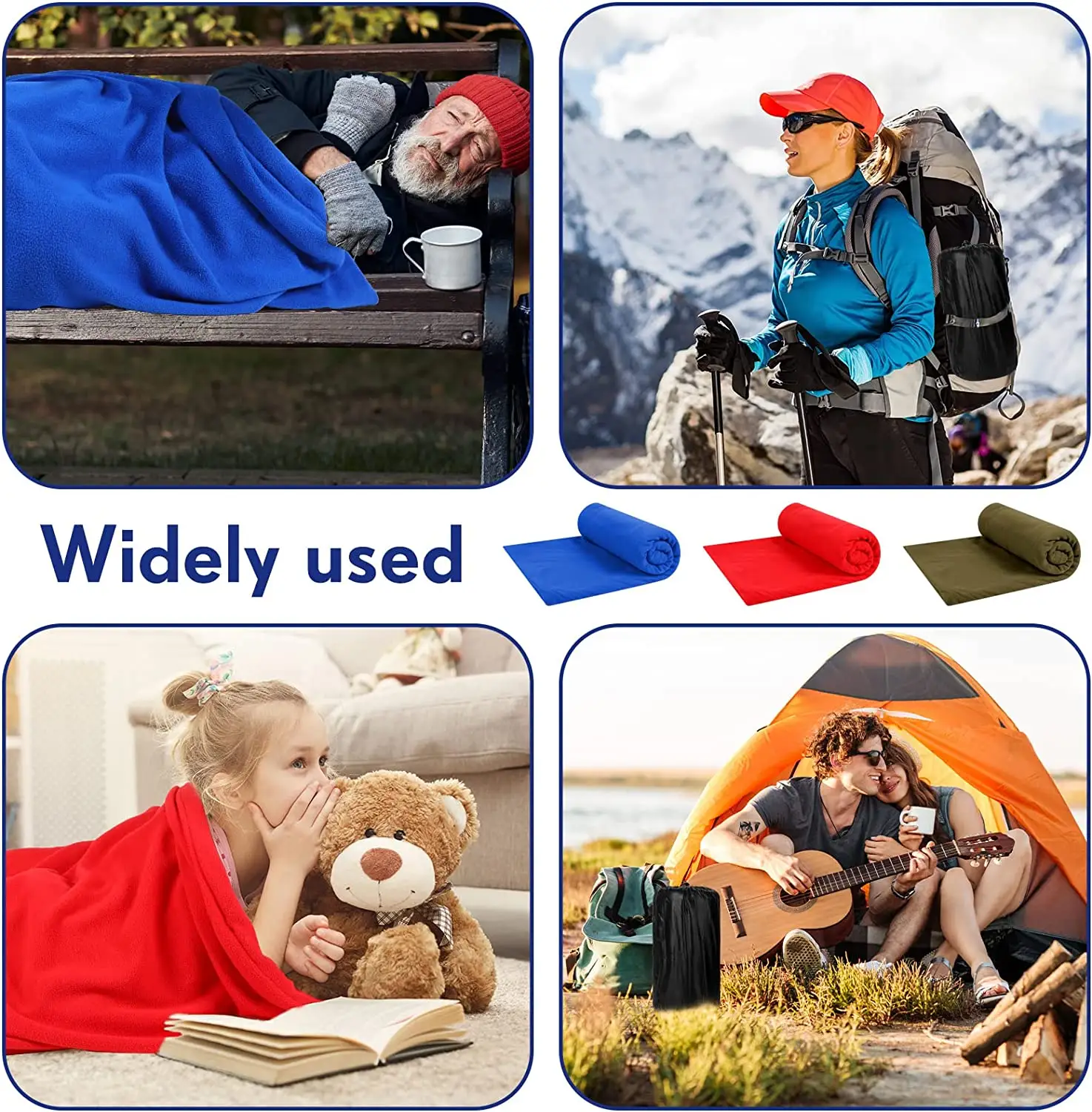 Fleece Sleeping Bag Lining 75 Inch Long Adult Warm Sleeping Bag Cold Weather Zipper Camping Blanket Lining