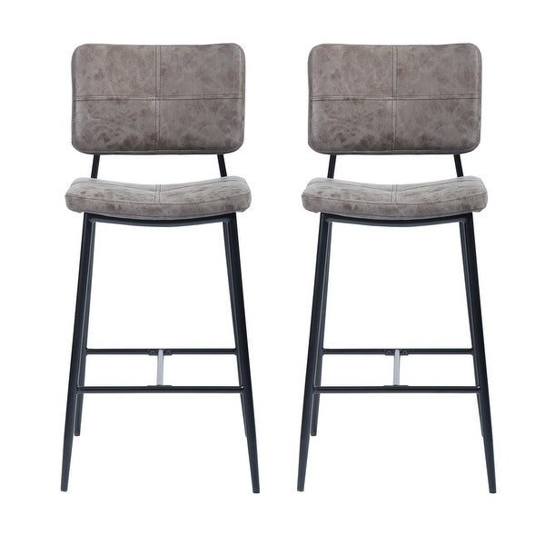 Counter Bar Stools with Metal Legs(Set of 2)， PU Leather