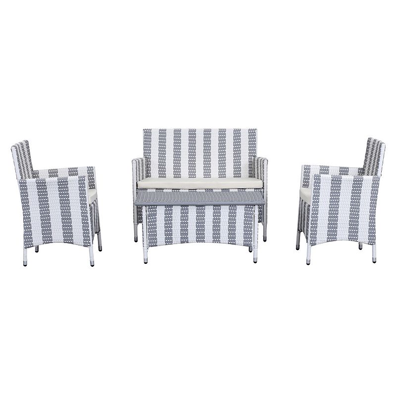 Safavieh Figueroa Striped Outdoor Loveseat 4-piece Set