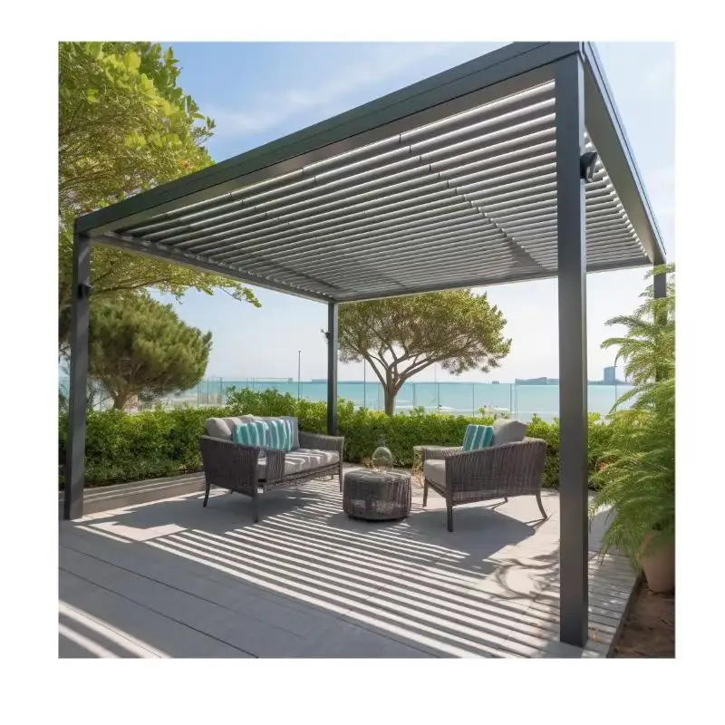 Aluminum alloy rain proof atrium waterproof pergola electric patio ceiling gazebo balcony awning